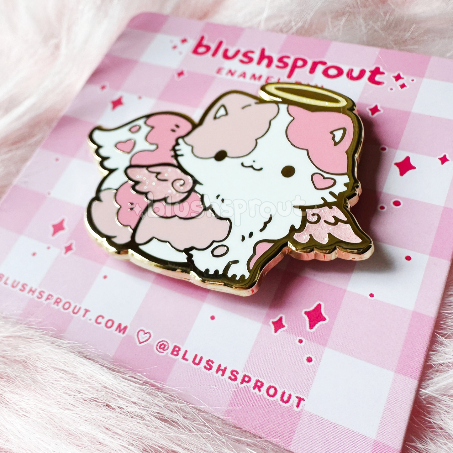Cupid Calico Cat Enamel Pin