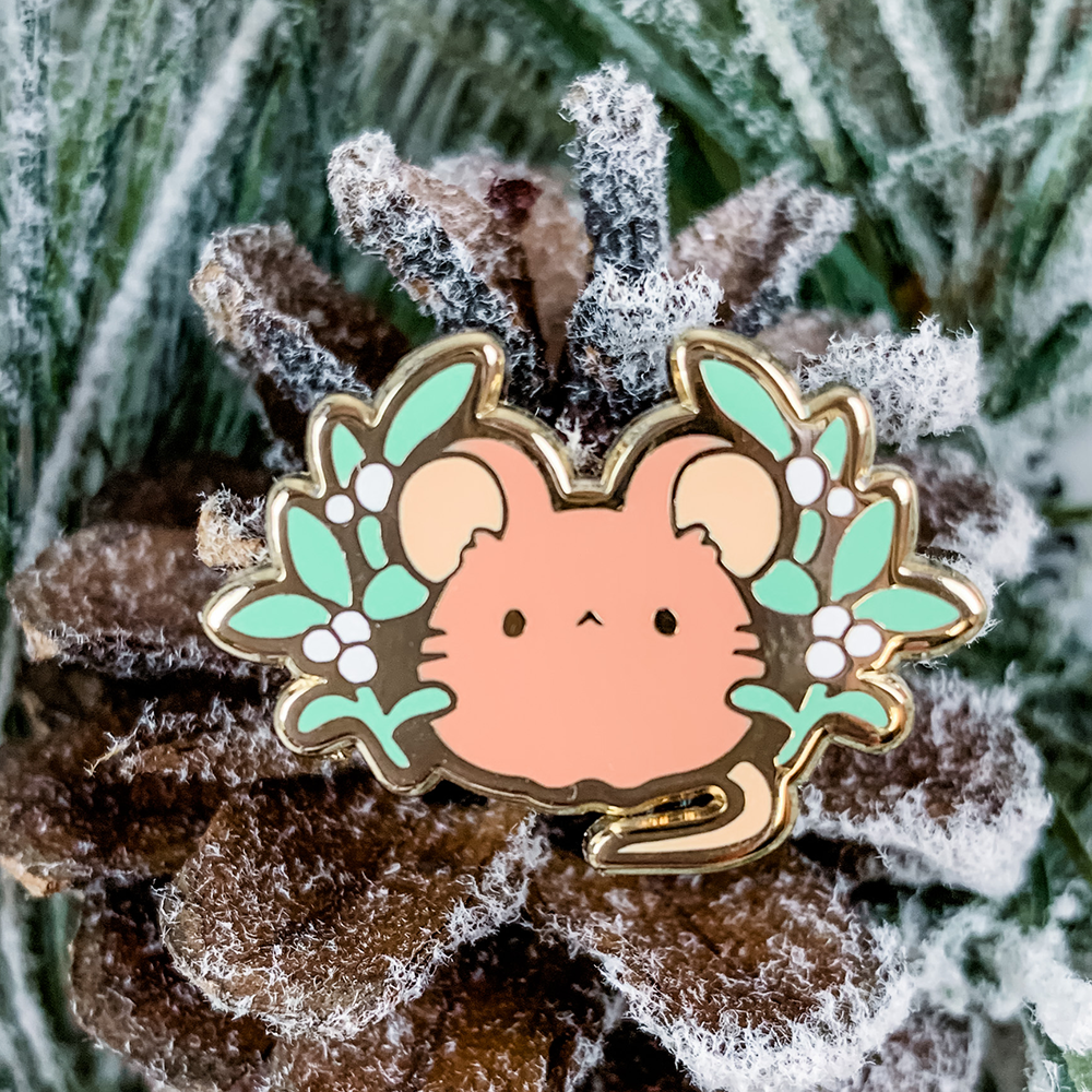 Mistletoe Mouse Mini Enamel Pin