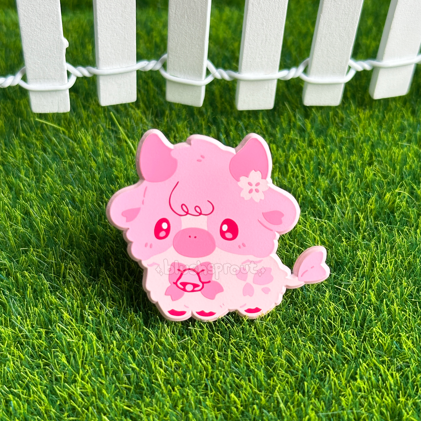 Mooquet: Cherry Blossom Cow Dyed Enamel Pin