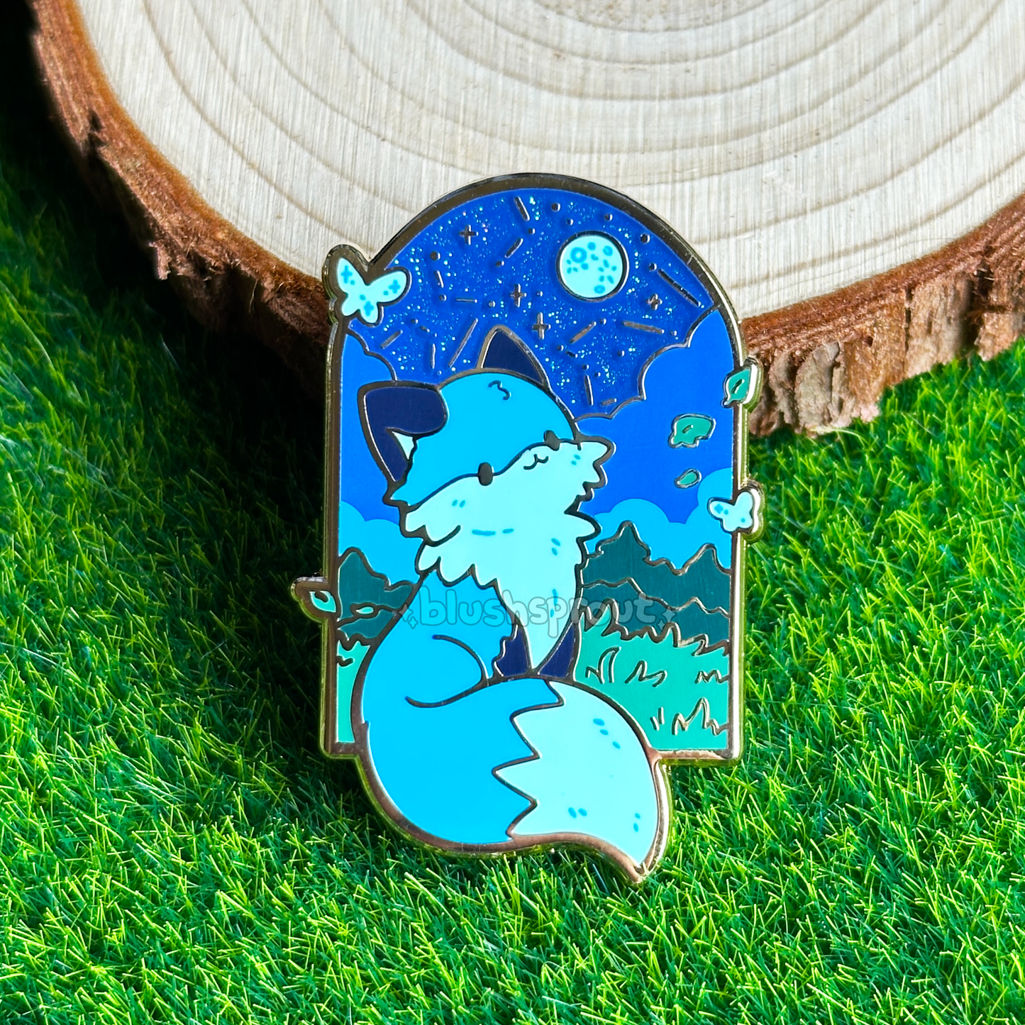 Starry Night Fox Enamel Pin