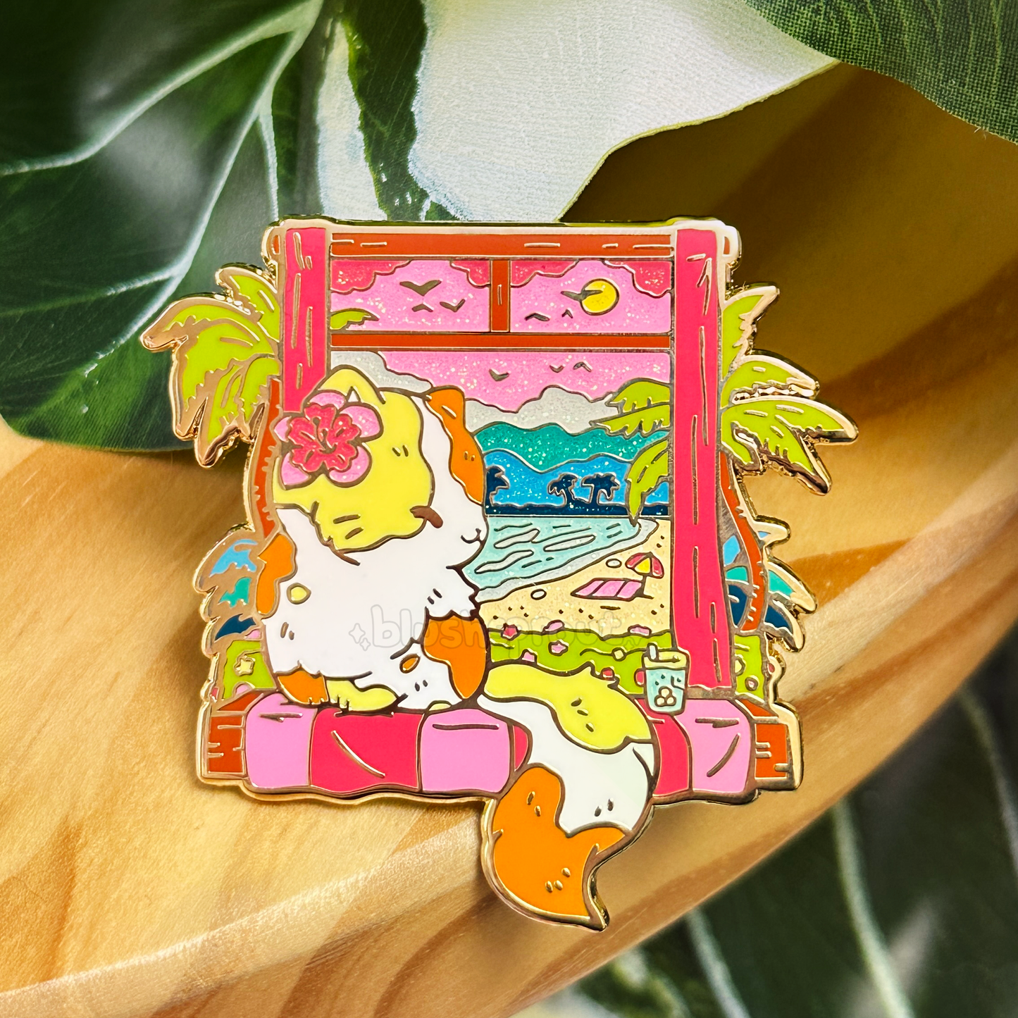 Summer Windowsill Cat Enamel Pin