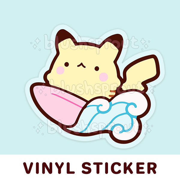 Surfing Pika Vinyl Sticker