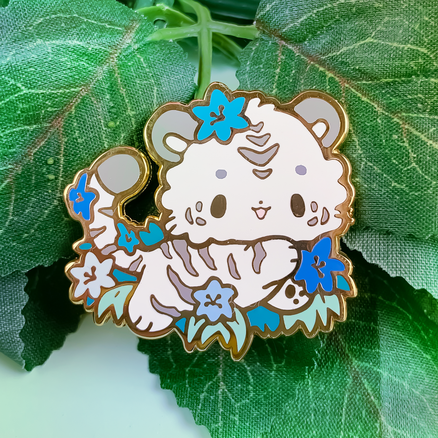 Blue Tigerlily Tiger Enamel Pin