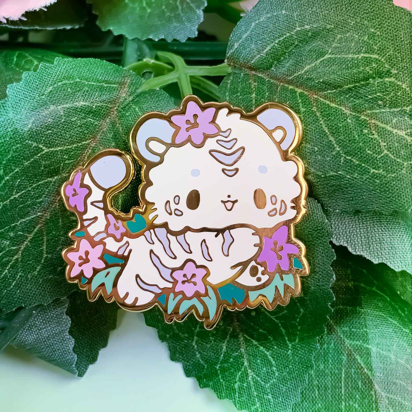 Purple Tigerlily Tiger Enamel Pin