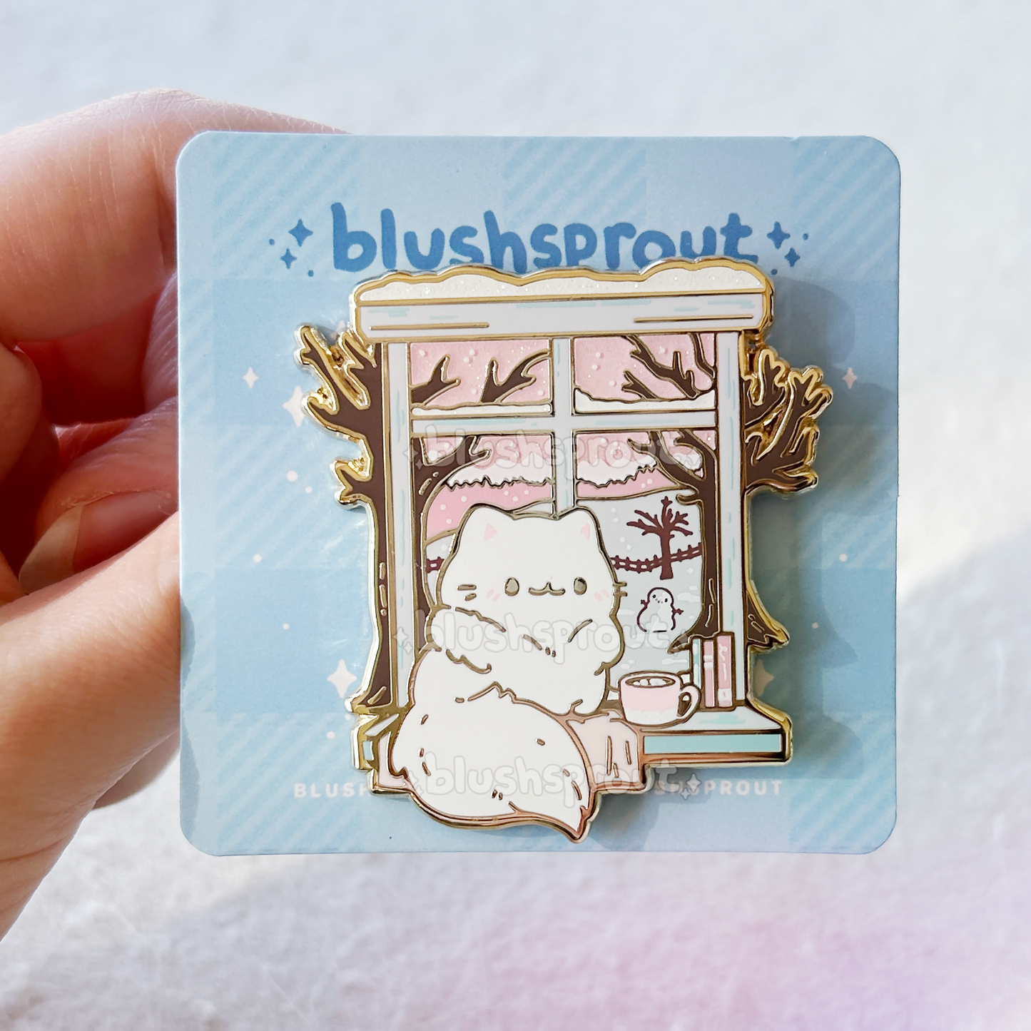 Winter Windowsill Cat Enamel Pin