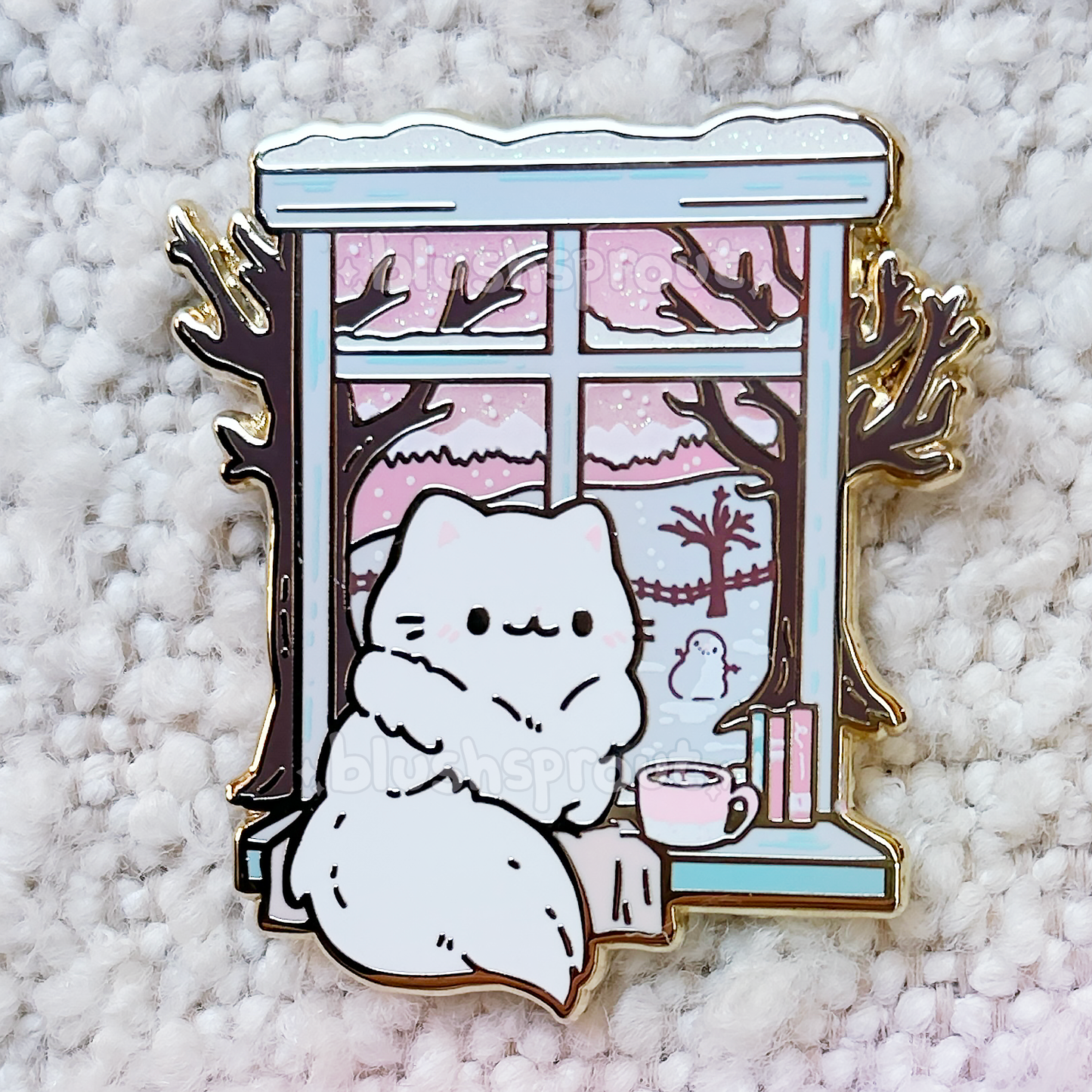 Winter Windowsill Cat Enamel Pin
