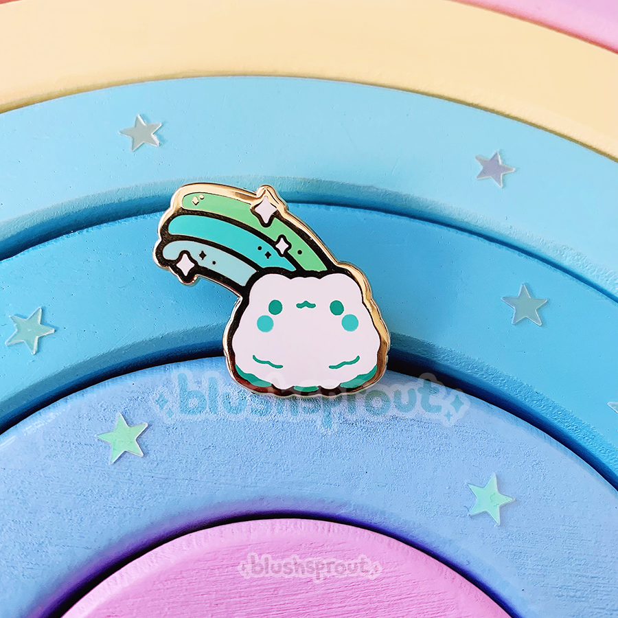 Froggie Cloud Viridian Enamel Pin