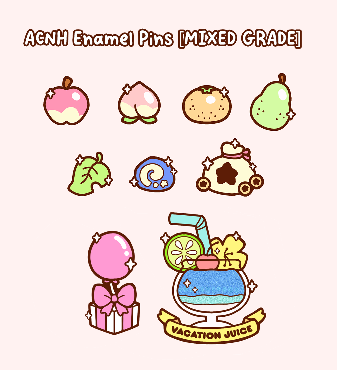 [ACNH] Fruit & Item Mini Filler Enamel Pins [CLEARANCE] [MIXED GRADE]