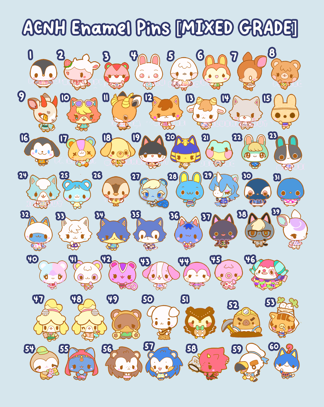[ACNH] [MIXED-GRADE CLEARANCE SALE] Animal Crossing Villager Enamel Pins