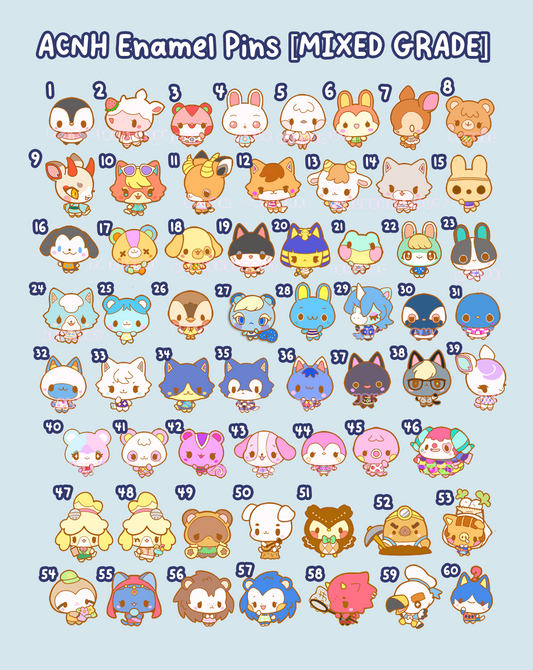 [ACNH] [MIXED-GRADE CLEARANCE SALE] Animal Crossing Villager Enamel Pins