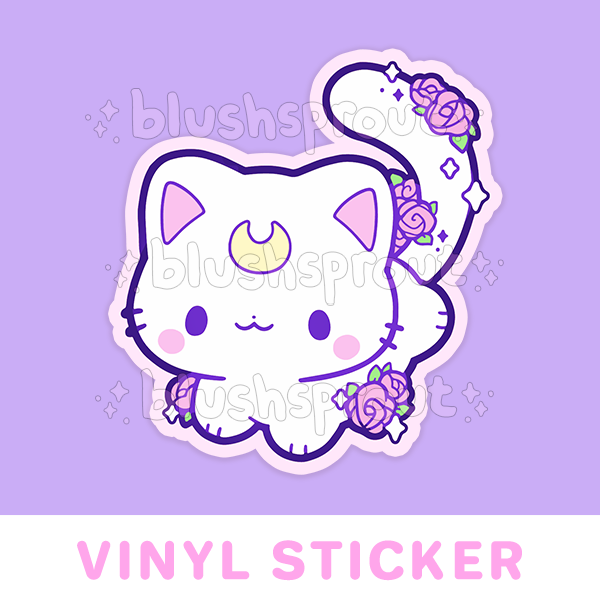 Lunar Kitty White Vinyl Sticker