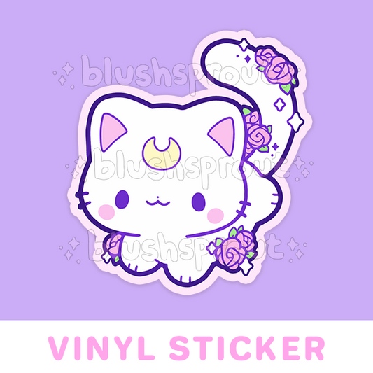 Lunar Kitty White Vinyl Sticker