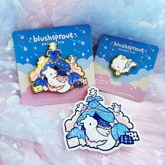 Baby Star Dragon & Dragon Pillow Fort Enamel Pins + Sticker [DELUXE BUNDLE]