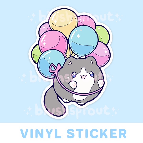 Balloon Cat Vinyl Sticker