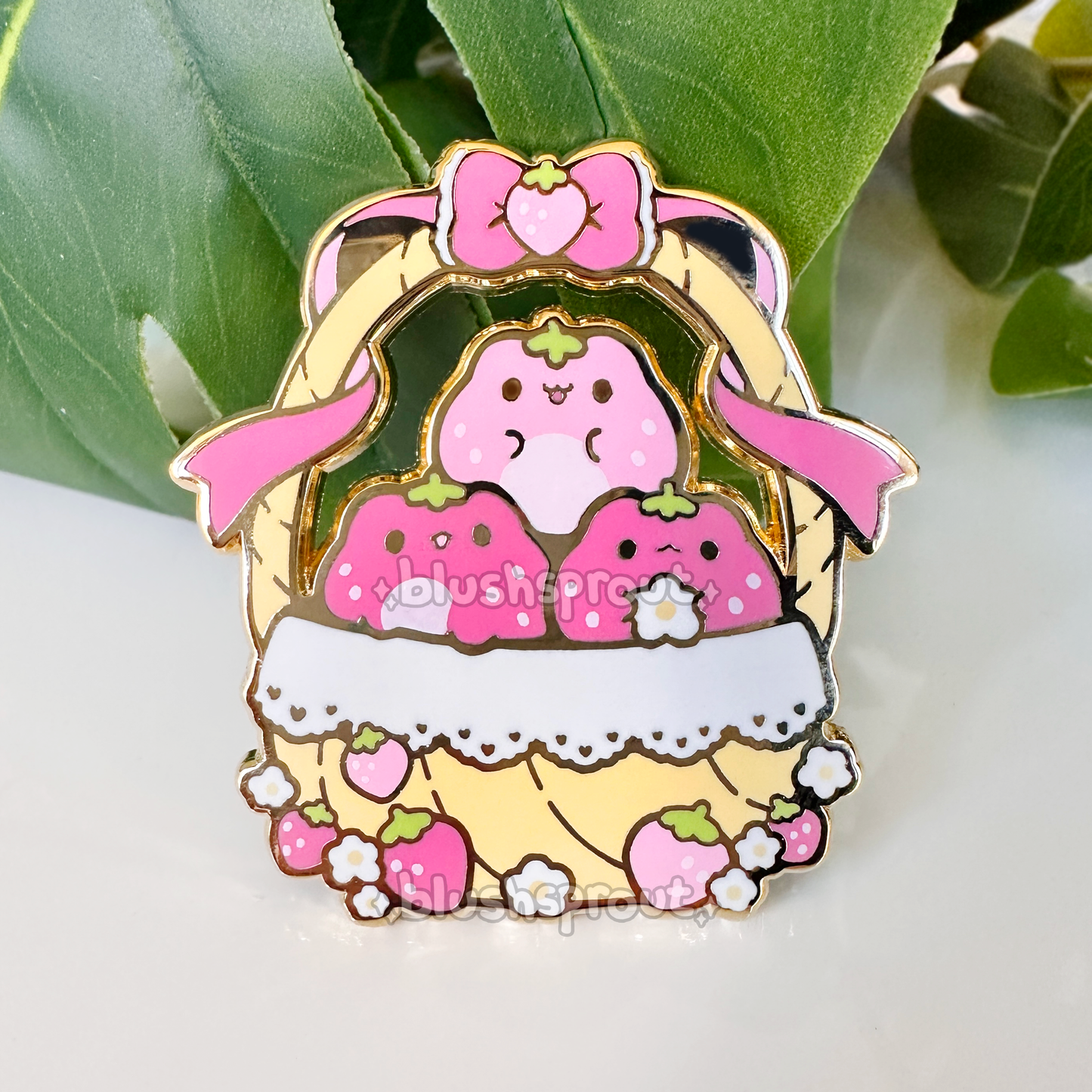 Froggie Strawberry Basket Enamel Pin [v2]