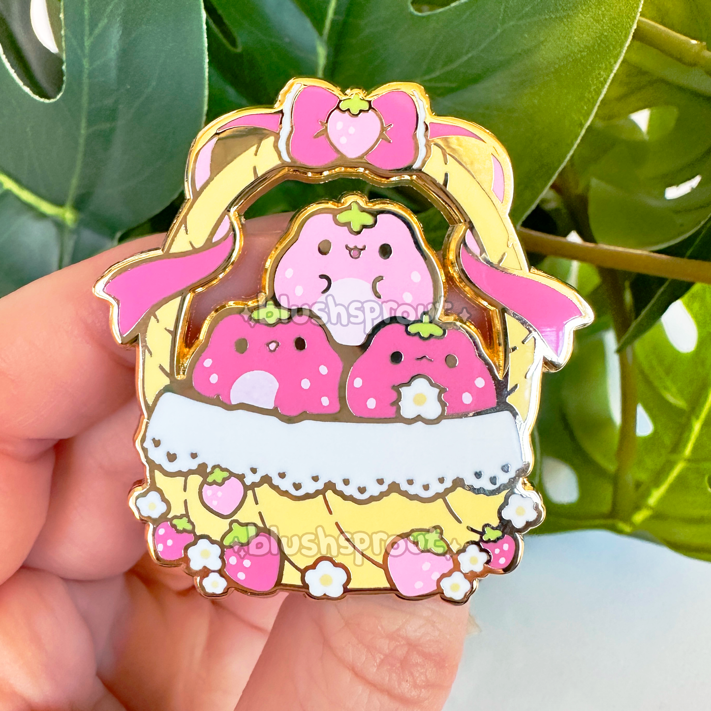 Froggie Strawberry Basket Enamel Pin [v2]