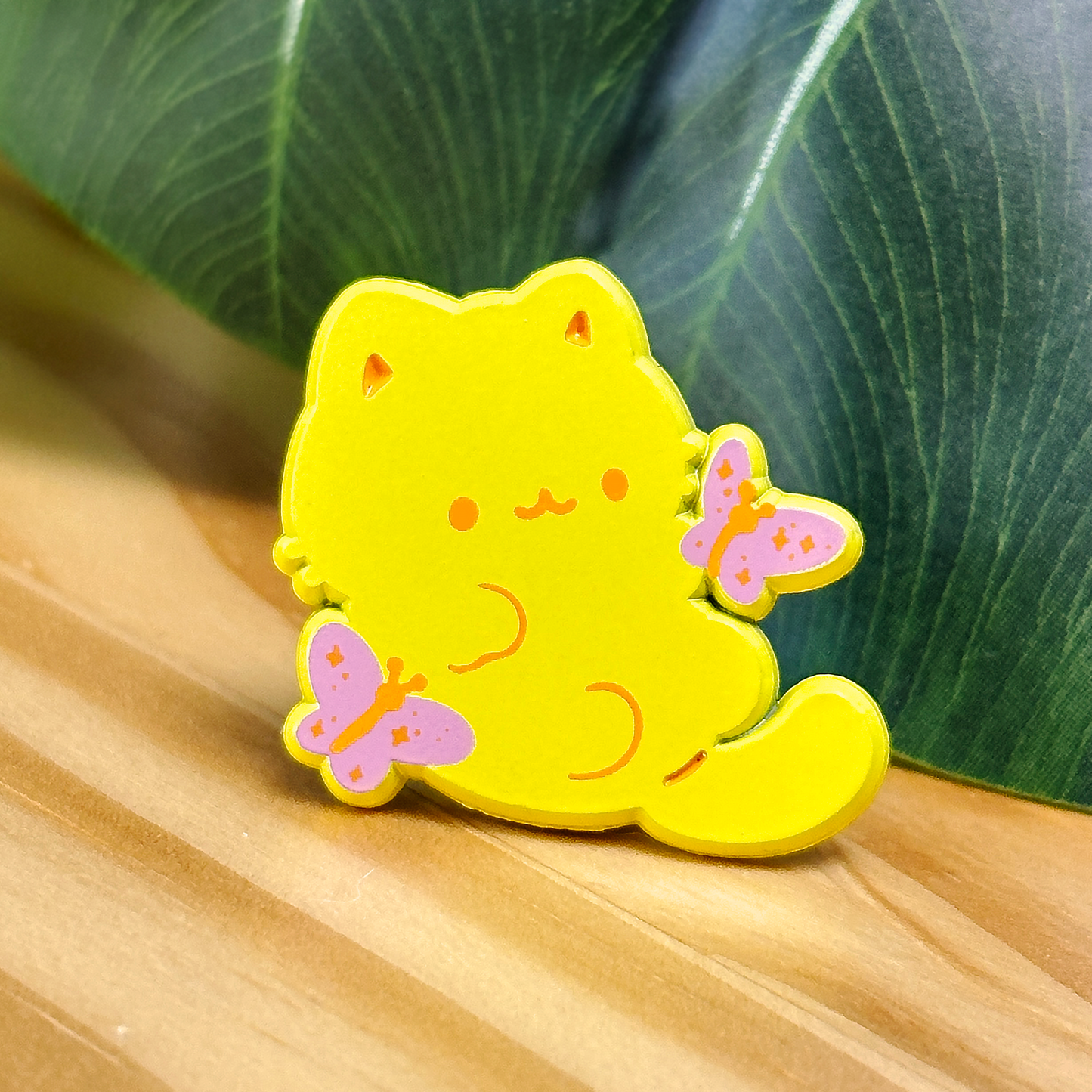 Butterfly Kitty Dyed Metal Enamel Pin