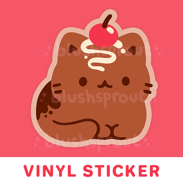 Chocolate Cherry Cordial Kitty Vinyl Sticker