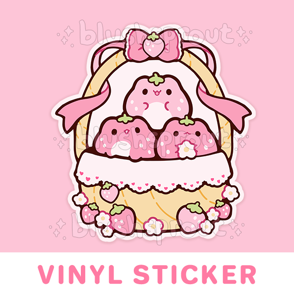 Froggie Strawberry Basket Vinyl Sticker