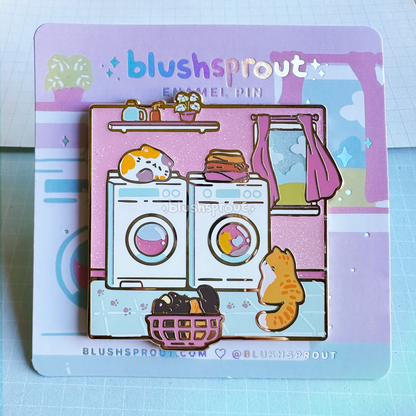 Laundry Cats Enamel Pin [2.5" DELUXE PIN]