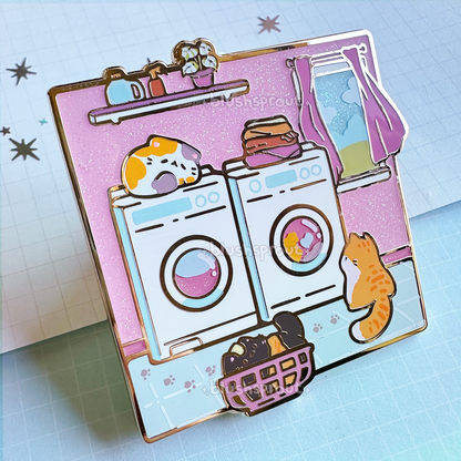 Laundry Cats Enamel Pin [2.5" DELUXE PIN]