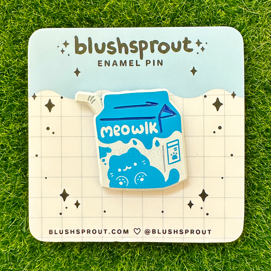 Meowlk [Whole Milk / Blue] Dyed Metal Enamel Pin