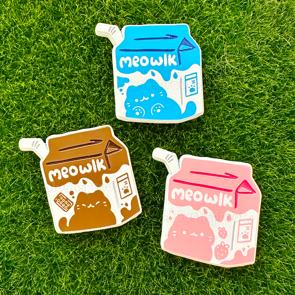 Meowlk [Strawberry / Pink] Dyed Metal Enamel Pin