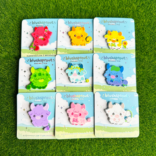 Mooquet: Flower Cow Dyed Enamel Pins [COMPLETE SET OF 9]