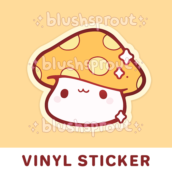 Orange Mushroom Vinyl Sticker