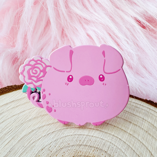Peony Pig Dyed Metal Enamel Pin