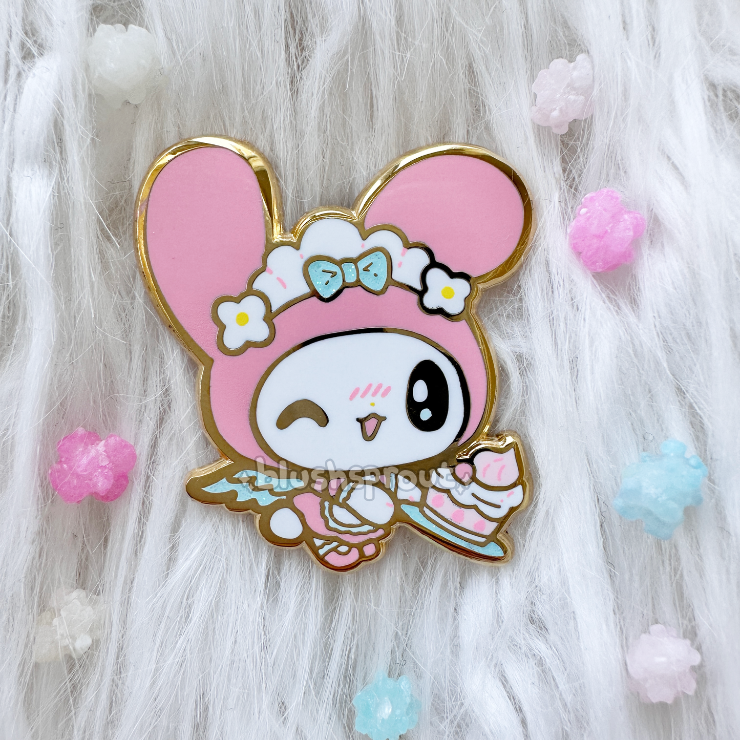 [Cute Mascots] Pink Bunny Cafe Maid Enamel Pin