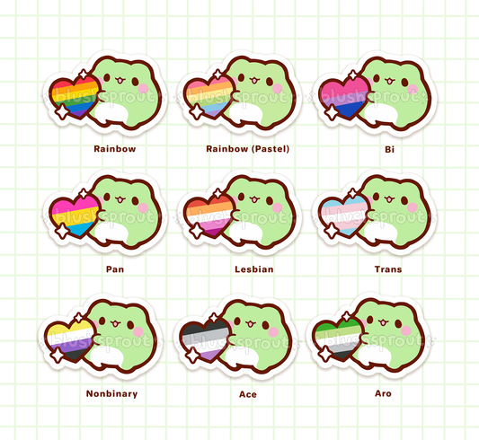 Froggie Heart Pride Flag Vinyl Stickers