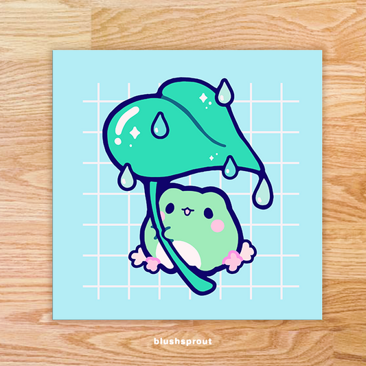 Froggie Leaf Umbrella Art Print