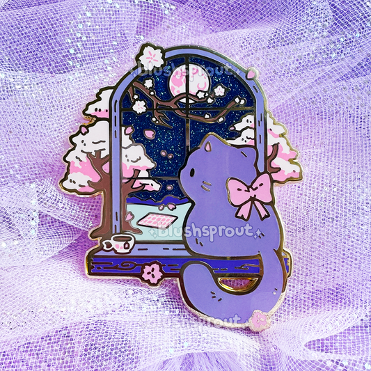 Spring Windowsill Cat Enamel Pin