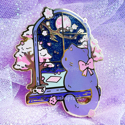 Spring Windowsill Cat Enamel Pin