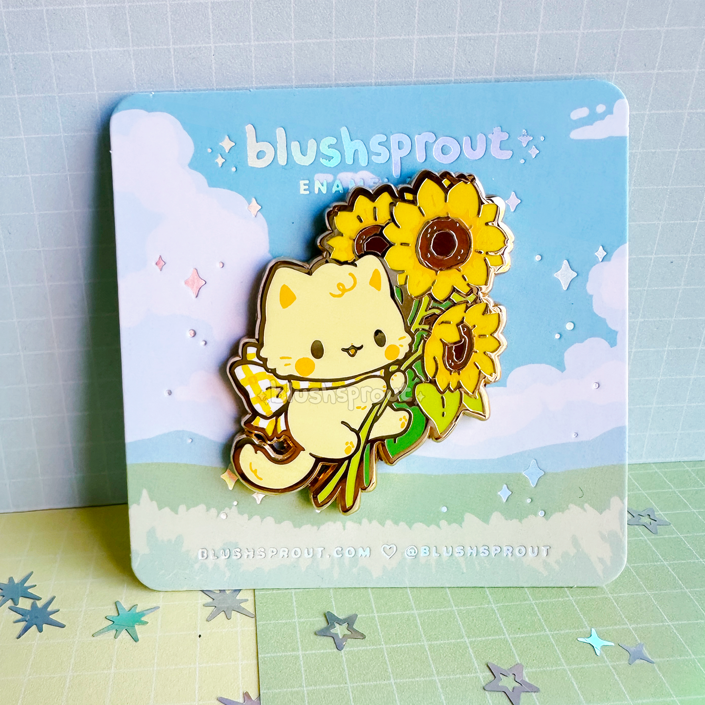 Sunflower Cat Enamel Pin