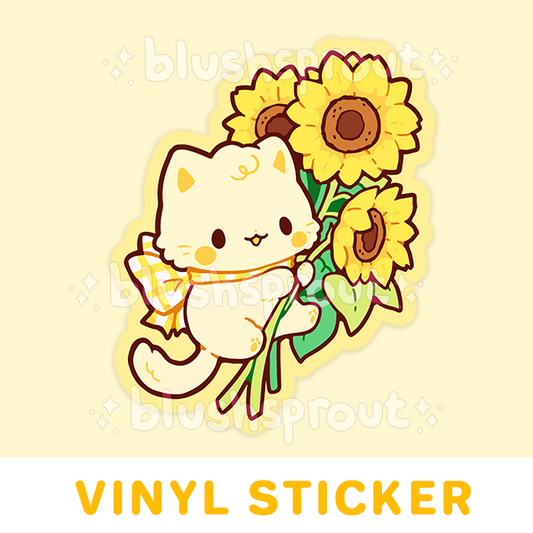 Sunflower Cat Vinyl Sticker