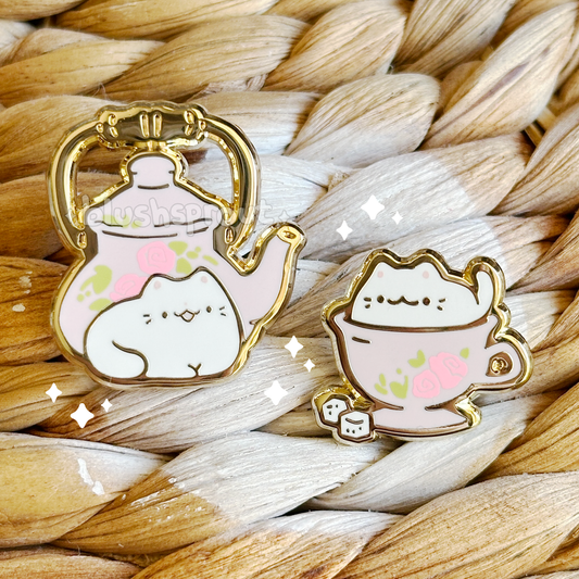 Tea Cats Enamel Pin Set