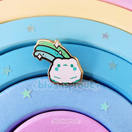 Froggie Cloud Viridian Enamel Pin