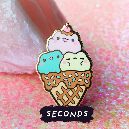[SECONDS BIN] [FROGGIE] Froggie Ice Cream Cone Enamel Pin [1.3" Correct Size Version]