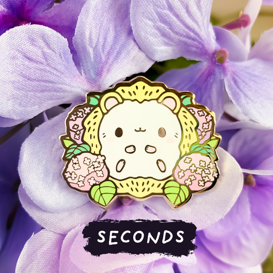 [SECONDS BIN] [FLORANIMALS] Hydrangea Hedgehog (White) Enamel Pin
