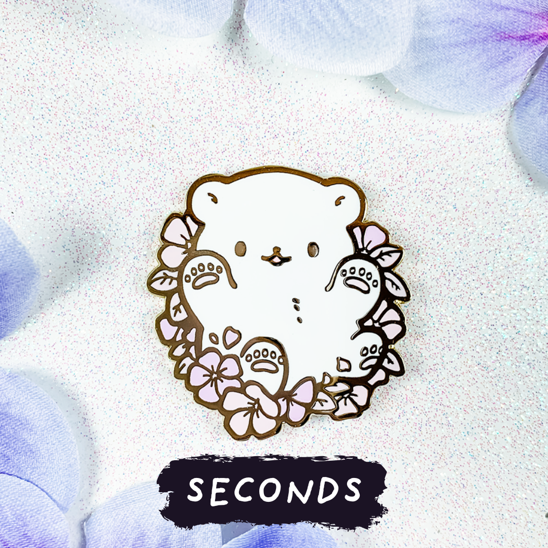 [SECONDS BIN] [FLORANIMALS] Periwinkle Polar Bear (Pink) Enamel Pin