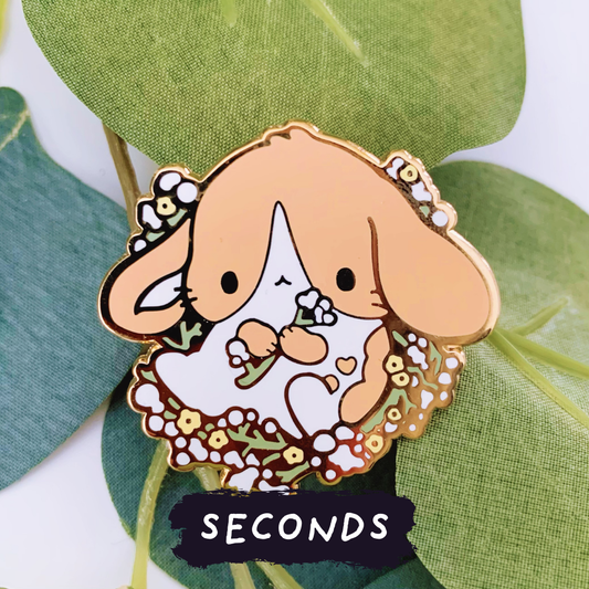 [SECONDS BIN] [FLORANIMALS] Baby's Breath Bunny (Brown/White) Enamel Pin