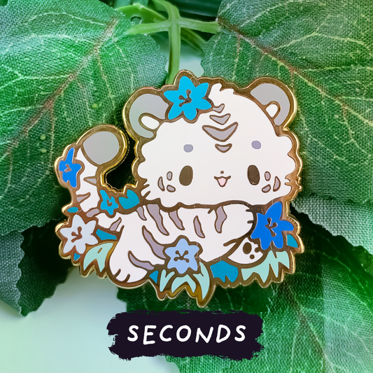 [SECONDS BIN] [FLORANIMALS] Tigerlily Tiger (Blue/White) Enamel Pin