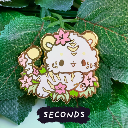 [SECONDS BIN] [FLORANIMALS] Tigerlily Tiger (Pink/White) Enamel Pin