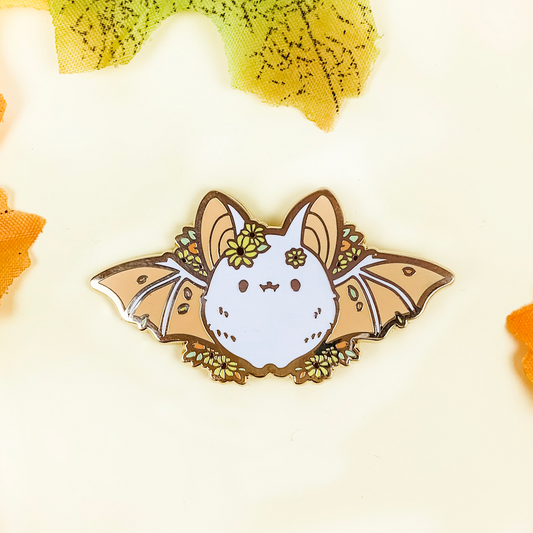 Black-Eyed Susan Bat (White) Enamel Pin