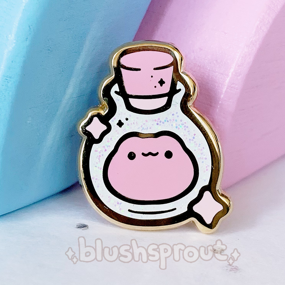 Froggie Potion Bottle Mini Glitter Enamel Pins