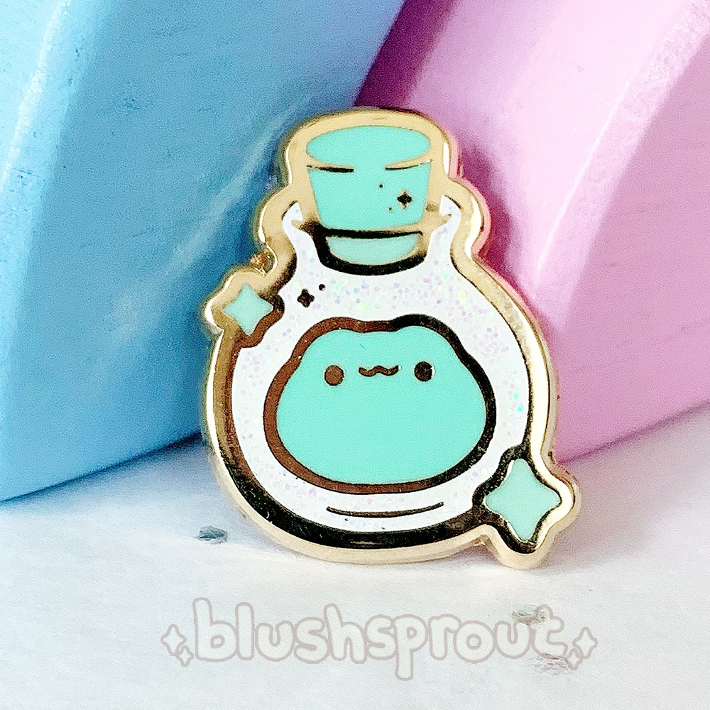 Froggie Potion Bottle Mini Glitter Enamel Pins