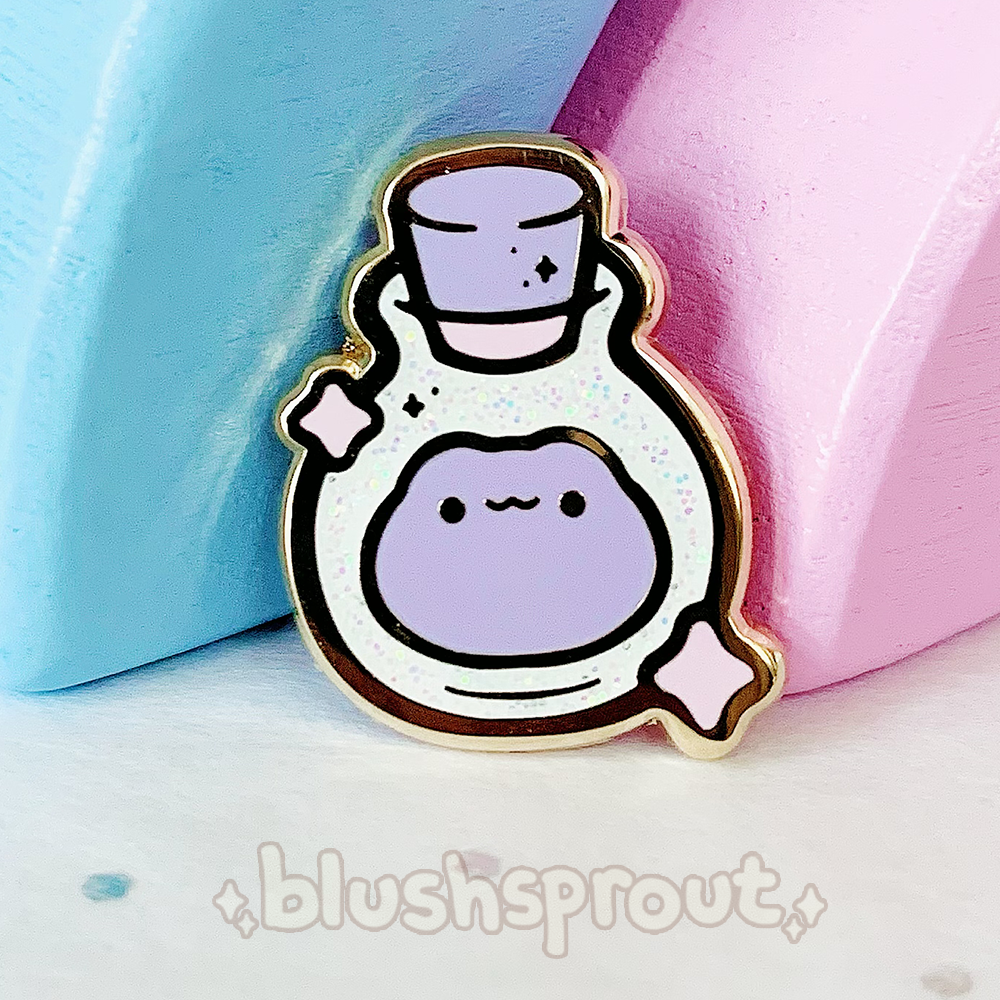 Froggie Potion Bottle Mini Glitter Enamel Pins