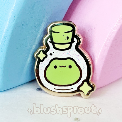 Froggie Potion Bottle Mini Glitter Enamel Pins